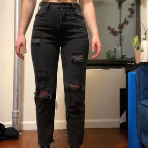 PacSun Black Straight Leg Ripped Jeans - Size 25